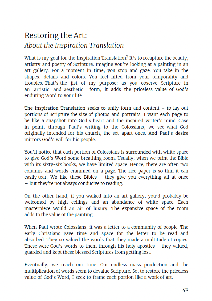 Colossians: The Mystery PRINT BOOK (Inspiration Translation)