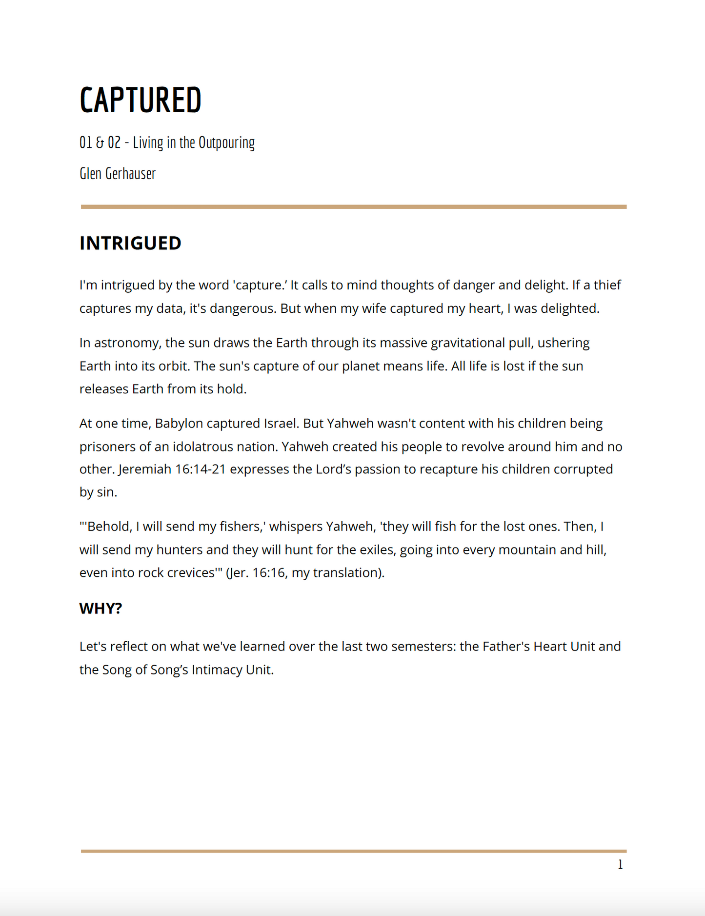 Living in the Outpouring (Course Manual)