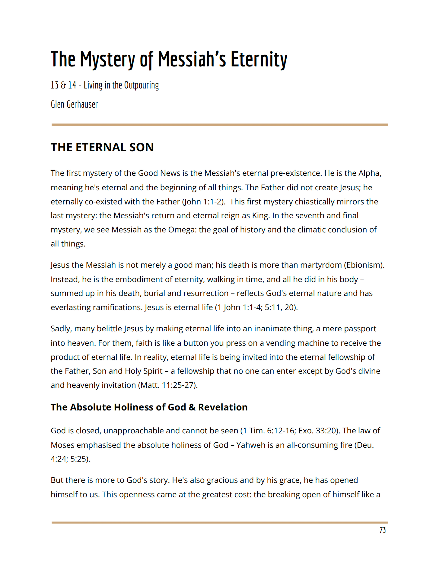 Living in the Outpouring (Course Manual)